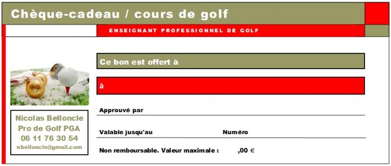 Cheque cadeau golf